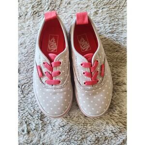 Vans Kids Heart Print Canvas Sneakers Size 12 Gray Pink